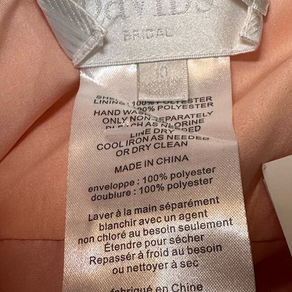 David's Bridal Short Peach Chiffon Dress with Rhinestone Straps Size 10 NEW - Picture 8 of 10